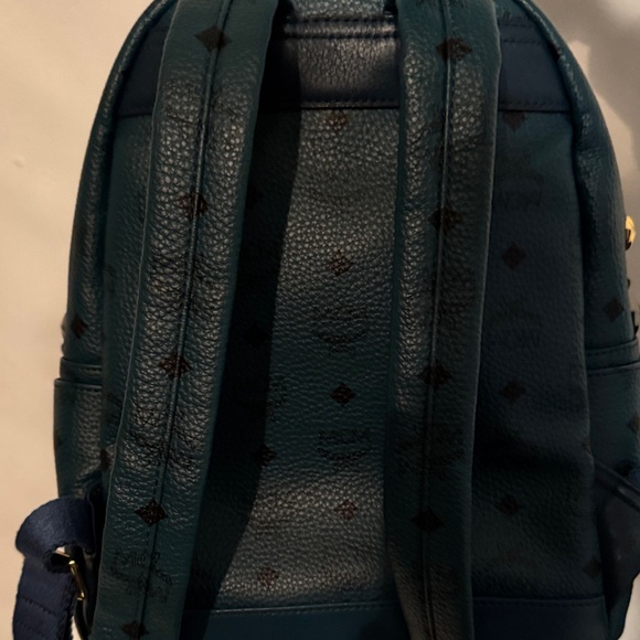 MCM Dark Teal Backpack with Gold and Black Studs - Picture 3 of 3